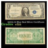 1935A $1 Blue Seal Silver Certificate Grades vf+