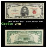 1963 $5 Red Seal United States Note Grades vf++