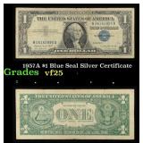 1957A $1 Blue Seal Silver Certificate Grades vf+