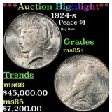 *Highlight* 1924-s Peace Dollar $1 ms65+ SEGS (fc)
