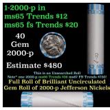 BU Shotgun Jefferson 5c roll, 2000-p 40 pcs Bank $