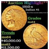 *Highlight* 1910-s Gold Indian Half Eagle $5 ms64