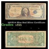 1957B $1 Blue Seal Silver Certificate Grades vf+