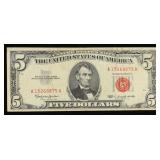 1963 $5 Red Seal United States Note Grades vf++