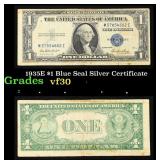 1935E $1 Blue Seal Silver Certificate Grades vf++