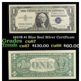 1957B $1 Blue Seal Silver Certificate Grades Gem++