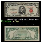 1963 $5 Red Seal United States Note Grades vf++