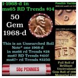 BU Shotgun Lincoln 1c roll, 1968-d 50 pcs Bank Wra