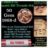 BU Shotgun Lincoln 1c roll, 1968-d 50 pcs Bank Wra