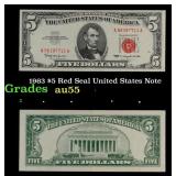 1963 $5 Red Seal United States Note Grades Choice