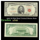 1963 $5 Red Seal United States Note Grades xf