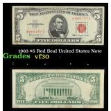 1963 $5 Red Seal United States Note Grades vf++