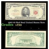 1963 $5 Red Seal United States Note Grades vf++
