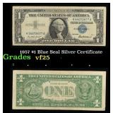 1957 $1 Blue Seal Silver Certificate Grades vf+
