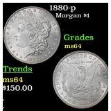 1880-p Morgan Dollar $1 Grades ms64