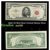 1963 $5 Red Seal United States Note Grades Choice