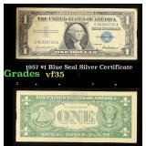 1957 $1 Blue Seal Silver Certificate Grades vf++