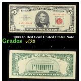 1963 $5 Red Seal United States Note Grades vf++