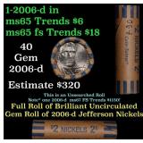 BU Shotgun Jefferson 5c roll, 2006-d 40 pcs Bank $