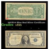 1957B $1 Blue Seal Silver Certificate Grades vf+