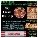 BU Shotgun Lincoln 1c roll, 1982-p 50 pcs Bank Wra