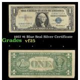 1957 $1 Blue Seal Silver Certificate Grades vf+