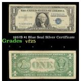 1957B $1 Blue Seal Silver Certificate Grades vf+