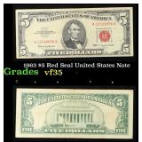 1963 $5 Red Seal United States Note Grades vf++