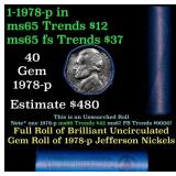 BU Shotgun Jefferson 5c roll, 1978-p 40 pcs Bank $