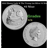 2022 Disney Lady & The Tramp 1oz Silver $2 Niue Gr