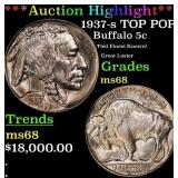 *Highlight* 1937-s Buffalo Nickel TOP POP! 5c ms68