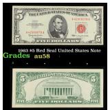 1963 $5 Red Seal United States Note Grades Choice