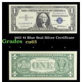 1957 $1 Blue Seal Silver Certificate Grades Select
