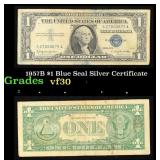 1957B $1 Blue Seal Silver Certificate Grades vf++