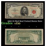 1963 $5 Red Seal United States Note Grades vf++