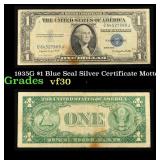 1935G No Motto $1 Blue Seal Silver Certificate Gra