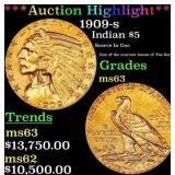 *Highlight* 1909-s Gold Indian Half Eagle $5 ms63