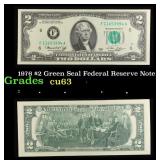 1976 $2 Green Seal Federal Reserve Note Grades Sel