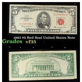 1963 $5 Red Seal United States Note Grades vf++