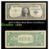 1957 $1 Blue Seal Silver Certificate Grades vf++