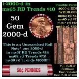 BU Shotgun Lincoln 1c roll, 2000-d 50 pcs Bank Wra