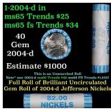 BU Shotgun Jefferson 5c roll, 2004-d Peace 40 pcs