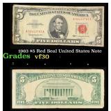 1963 $5 Red Seal United States Note Grades vf++