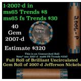 BU Shotgun Jefferson 5c roll, 2006-p 40 pcs Bank $