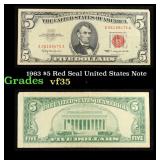1963 $5 Red Seal United States Note Grades vf++