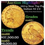*Highlight* 1913-p Gold Indian Quarter Eagle Near