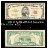 1953 $5 Red Seal United States Note Grades vf++