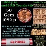 BU Shotgun Lincoln 1c roll, 1982-p 50 pcs Bank Wra