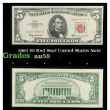 1963 $5 Red Seal United States Note Grades Choice
