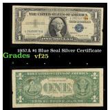 1957A $1 Blue Seal Silver Certificate Grades vf+